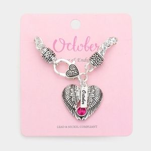 💥October - Birthstone Heart Charm Bracelet